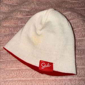 Cream and Red Stoli Merch Beenie
